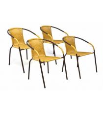 Sada 4 kusů zahradních židlí s polyratanovým výpletem - béžová