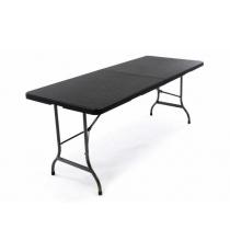 Skládací zahradní stůl v ratanovém designu - černý 180x75 cm