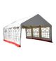 Zahradní párty stan 6×4 m, bílý a červený pruh, PVC 400 g/m²