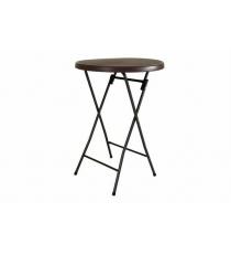 Zahradní barový stolek kulatý - ratanová optika 110 cm - hnědý