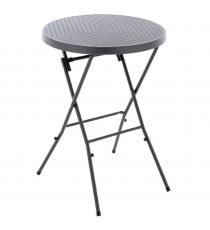 Zahradní barový stolek kulatý, ratanový, 110 cm, šedý