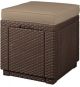 Polyratanový taburet s poduškou CUBE hnědá