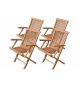 Sada DIVERO skládací židle z týkového dřeva, 4 ks