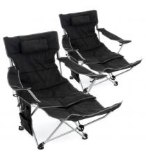 Sada 2 ks kempingových židlí s odnímatelná podnožkou, černá