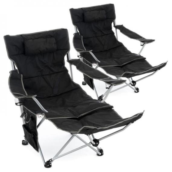 Sada kempingových židlí, 2 ks, černá