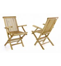 Sada 2 kusů zahradní židle DIVERO skládací - týkové dřevo