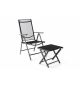 Zahradní polohovatelná židle + stolička pod nohy, černá