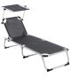 Zahradní lehátko, skládací, stínicí stříška, antracit 187 cm