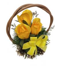 Květinový košík střední velikosti, žlutý