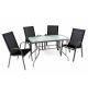 Zahradní sestava 5dílná, stůl s bezpečnostním sklem, 4 židle