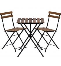 STILISTA Zahradní bistro set 2 židle + stůl, dřevo/kov