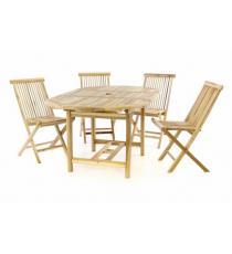Zahradní set DIVERO z teakového dřeva - stůl + 4 skládací židle