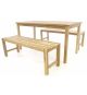 Zahradní set lavic a stolu DIVERO - neošetřené týkové dřevo - 150 cm
